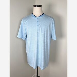 Prince XL Mens Slub Texture Collar Polo‎ Shirt Cerulean Heather Wicking UPF 30+